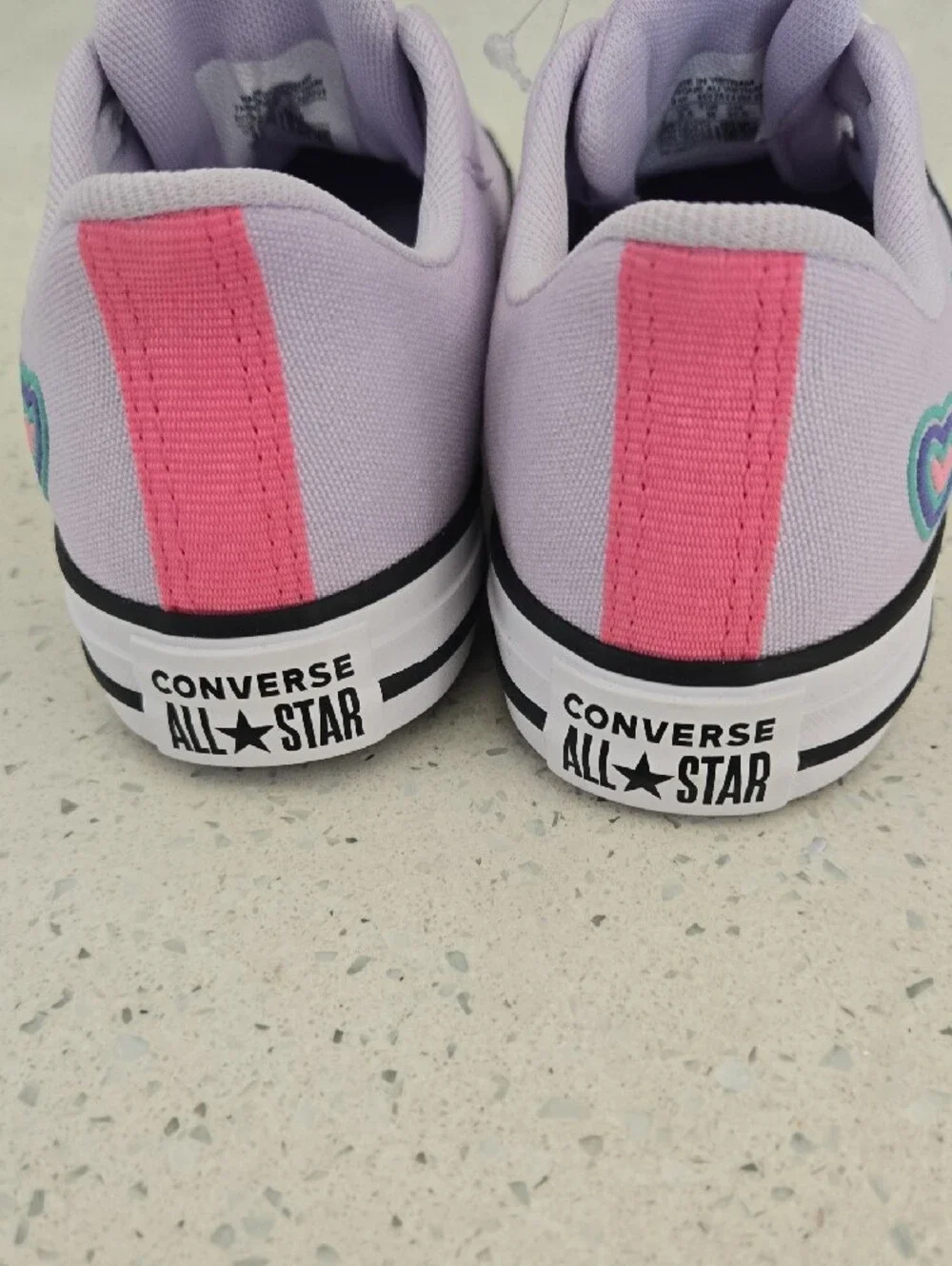 Converse Kids Low Top Sneakers in Lavender with Pink Pull Tab